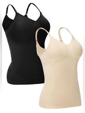 New ATTLADY Compression Tank Tops Large Shapewear Tummy Control Beige Black